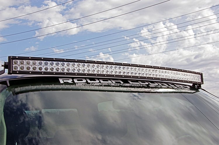 LED Light Mount Upper Windshield 50 Inch Curved Silverado/Sierra 1500/1500 SUV/2500HD/3500HD (07-14) Rough Country-2