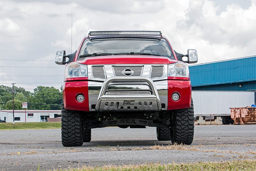 Nissan 50 Inch Curved LED Light Bar Upper Windshield Mounts 04-15 Titan Rough Country-2