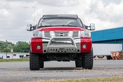 Nissan 50 Inch Curved LED Light Bar Upper Windshield Mounts 04-15 Titan Rough Country-2