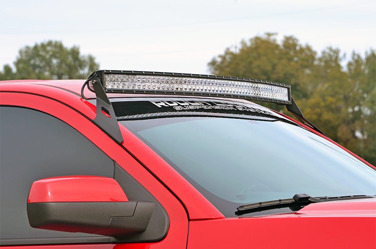 Rough Country 54 Inch Curved LED Light Bar Upper Windshield Mounts 15-20 SUVs Rough Country