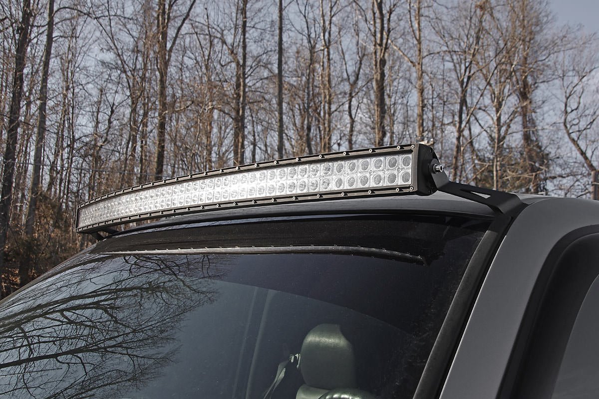 Rough Country Upper Windshield 50 Inch Curved Light Bar Mounts Silverado/Sierra Rough Country