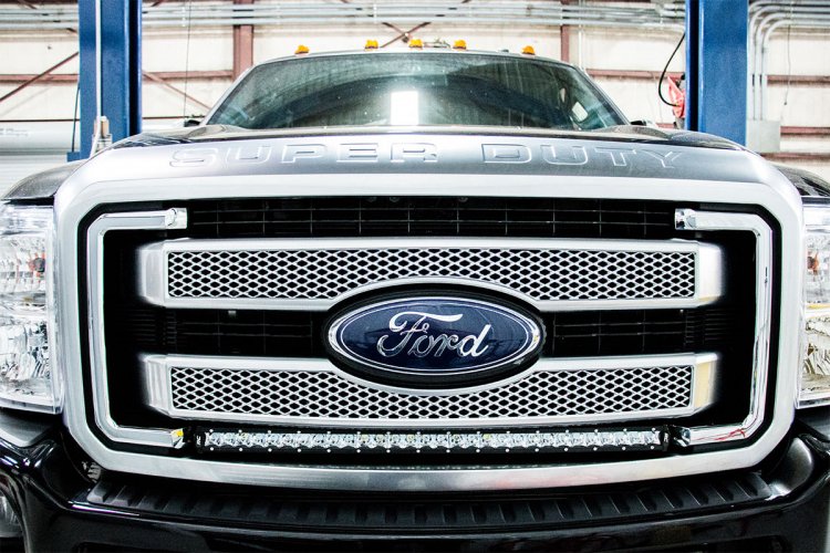 LED Light Kit Grill 30 Inch Black Single Row White DRL Ford F-250/F-350 Super Duty (11-16) Rough Country-2