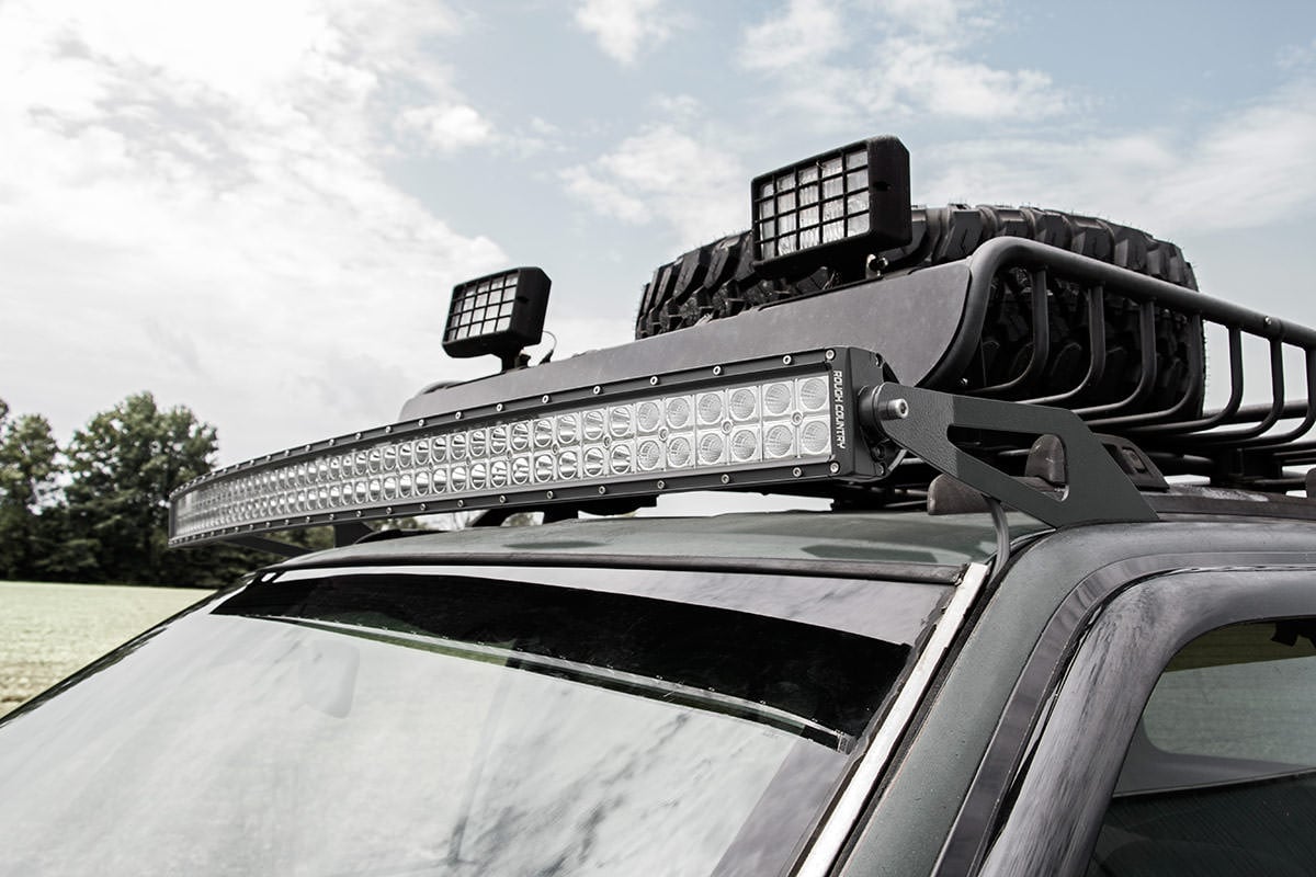 LED Light Mount Upper Windshield 50 Inch Curved Jeep Grand Cherokee ZJ (93-98) Rough Country
