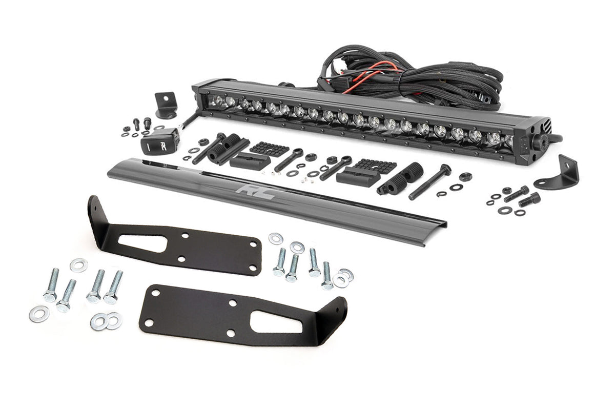 Rough Country Dodge Hidden Bumper Kit w/ 20-Inch LED Light Bar Black Series w/ White DRL 03-18 Ram 2500/3500 Rough Country