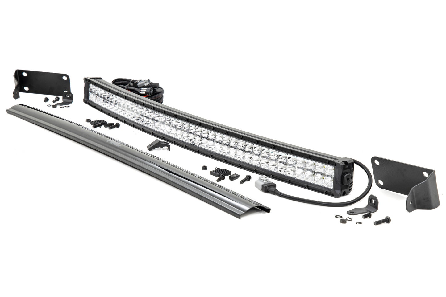 Rough Country Dodge 40-inch Curved LED Light Bar Hidden Bumper Kit w/Chrome Series DRL LED For 10-18 Ram 2500/3500 Rough Country