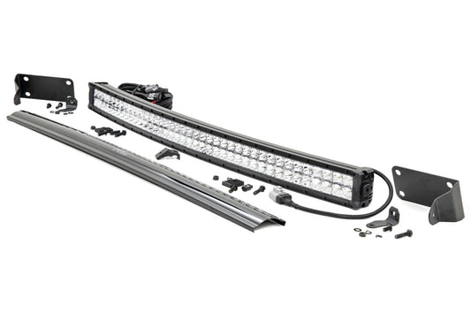 Rough Country Dodge 40-inch Curved LED Light Bar Hidden Bumper Kit w/Chrome Series DRL LED For 10-18 Ram 2500/3500 Rough Country