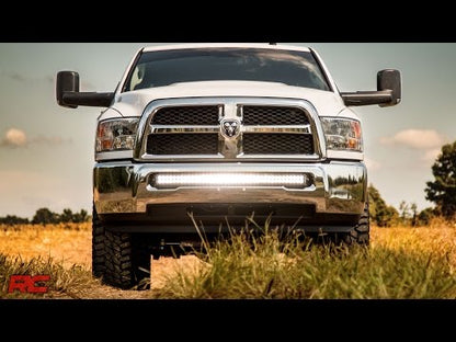 Dodge 40-inch Curved LED Light Bar Hidden Bumper Kit w/Chrome Series DRL LED For 10-18 Ram 2500/3500 Rough Country-2