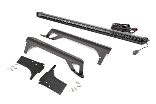 LED Light Windshield Mnt 50 Inch Black Single Row White DRL Jeep Wrangler TJ (97-06) Rough Country
