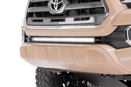 LED Light Kit Lower Grille Mount 30 Inch Black Single Row White DRL Toyota Tacoma (16-23) Rough Country-1