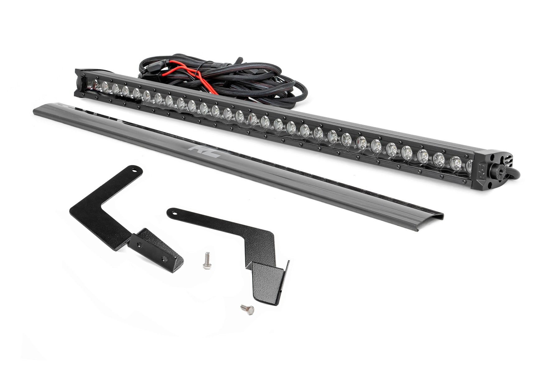 LED Light Kit Lower Grille Mount 30 Inch Black Single Row White DRL Toyota Tacoma (16-23) Rough Country
