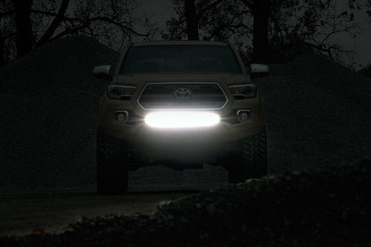 LED Light Kit Lower Grille Mount 30 Inch Black Single Row White DRL Toyota Tacoma (16-23) Rough Country-3