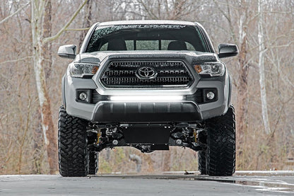 LED Light Kit Lower Grille Mount 30 Inch Black Single Row White DRL Toyota Tacoma (16-23) Rough Country-5