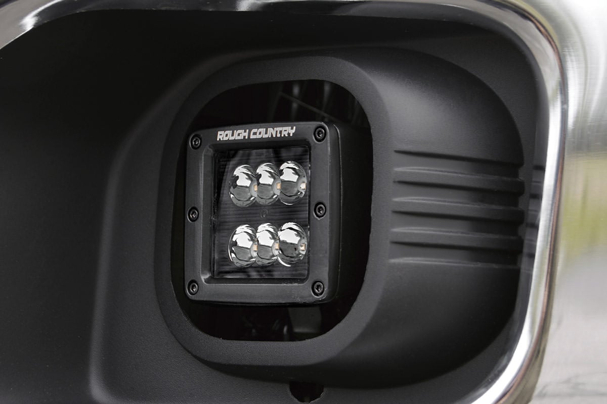 LED Light Kit Fog Mount 2 Inch Black Pair Ford F-250/F-350 Super Duty (11-16) Rough Country-1