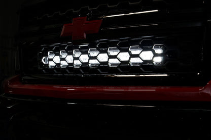 LED Light Kit Behind Grille Mount 30 Inch Black Dual Row White DRL Chevy Silverado 1500 (14-15) Rough Country-1