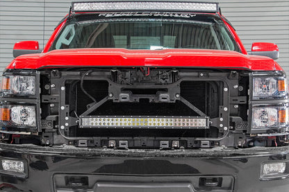 LED Light Kit Behind Grille Mount 30 Inch Black Dual Row White DRL Chevy Silverado 1500 (14-15) Rough Country-3