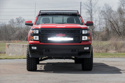 LED Light Kit Behind Grille Mount 30 Inch Black Dual Row White DRL Chevy Silverado 1500 (14-15) Rough Country-5