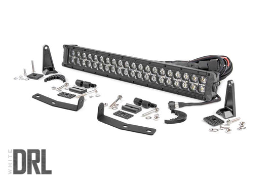 LED Light Kit | Bumper Mount | 20" Black Dual Row | White DRL | Nissan Titan XD (16-24) Rough Country