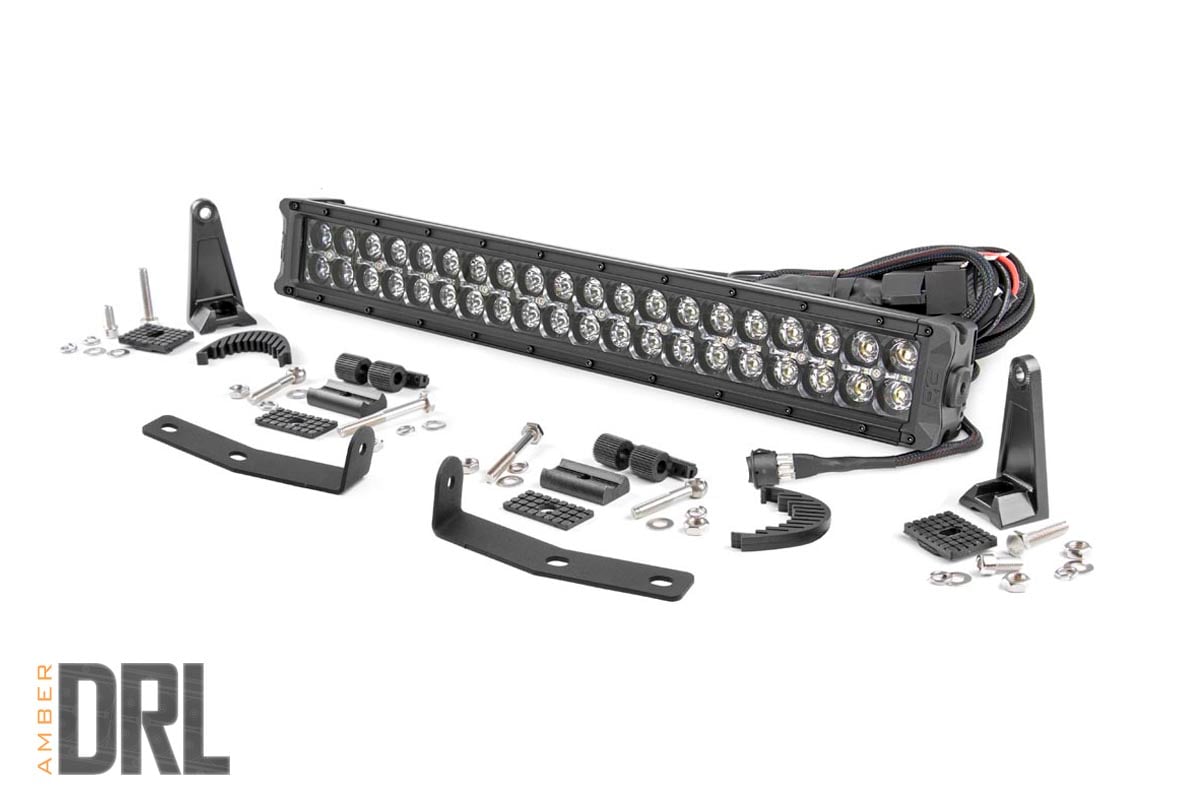 LED Light Kit | Bumper Mount | 20" Black Dual Row | Amber DRL | Nissan Titan XD (16-24) Rough Country