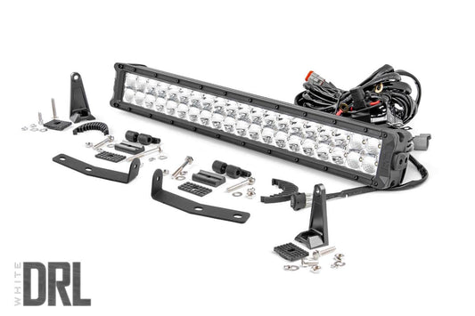 LED Light Kit | Bumper Mount | 20" Chrome Dual Row | White DRL | Nissan Titan XD (16-24) Rough Country