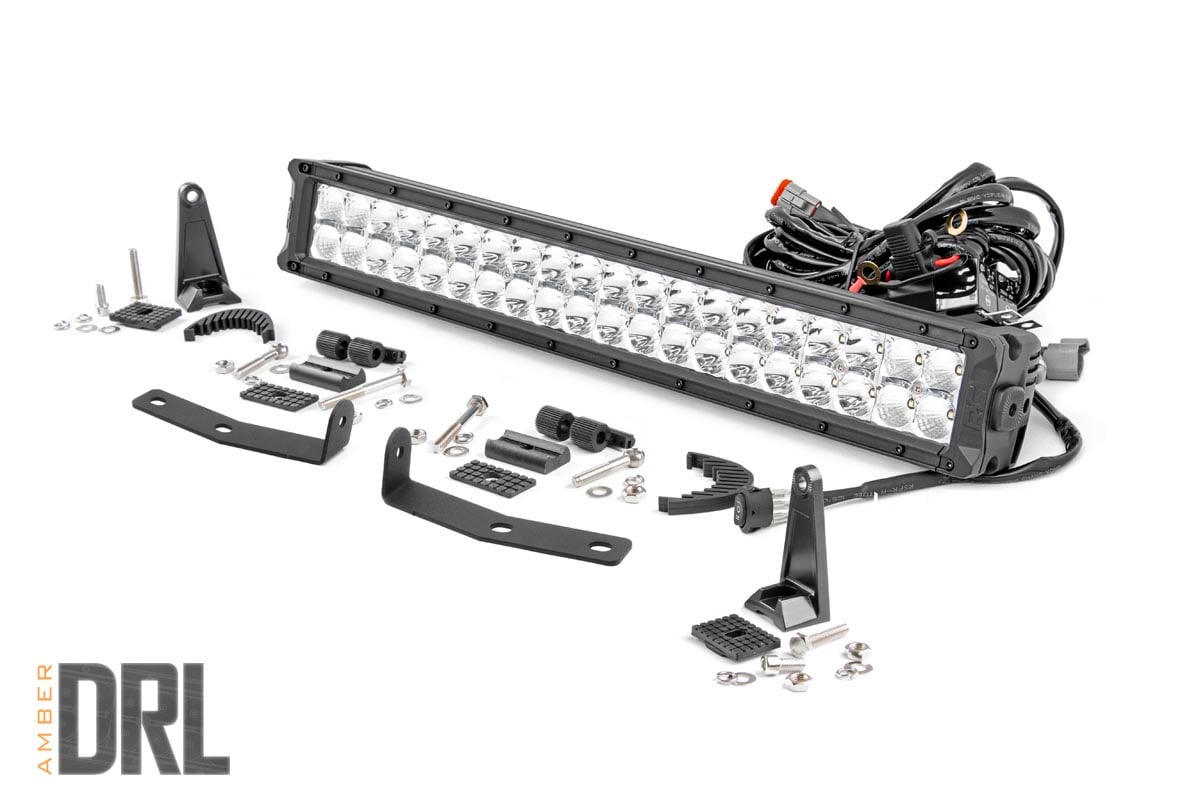 LED Light Kit | Bumper Mount | 20" Chrome Dual Row | Amber DRL | Nissan Titan XD (16-24) Rough Country