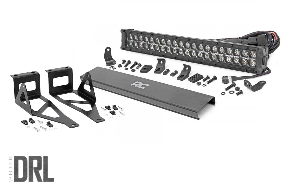 LED Light Kit | Bumper Mount | 2" Black Dual Row | White DRL | Ford F-250/F-350 Super Duty (05-07) Rough Country