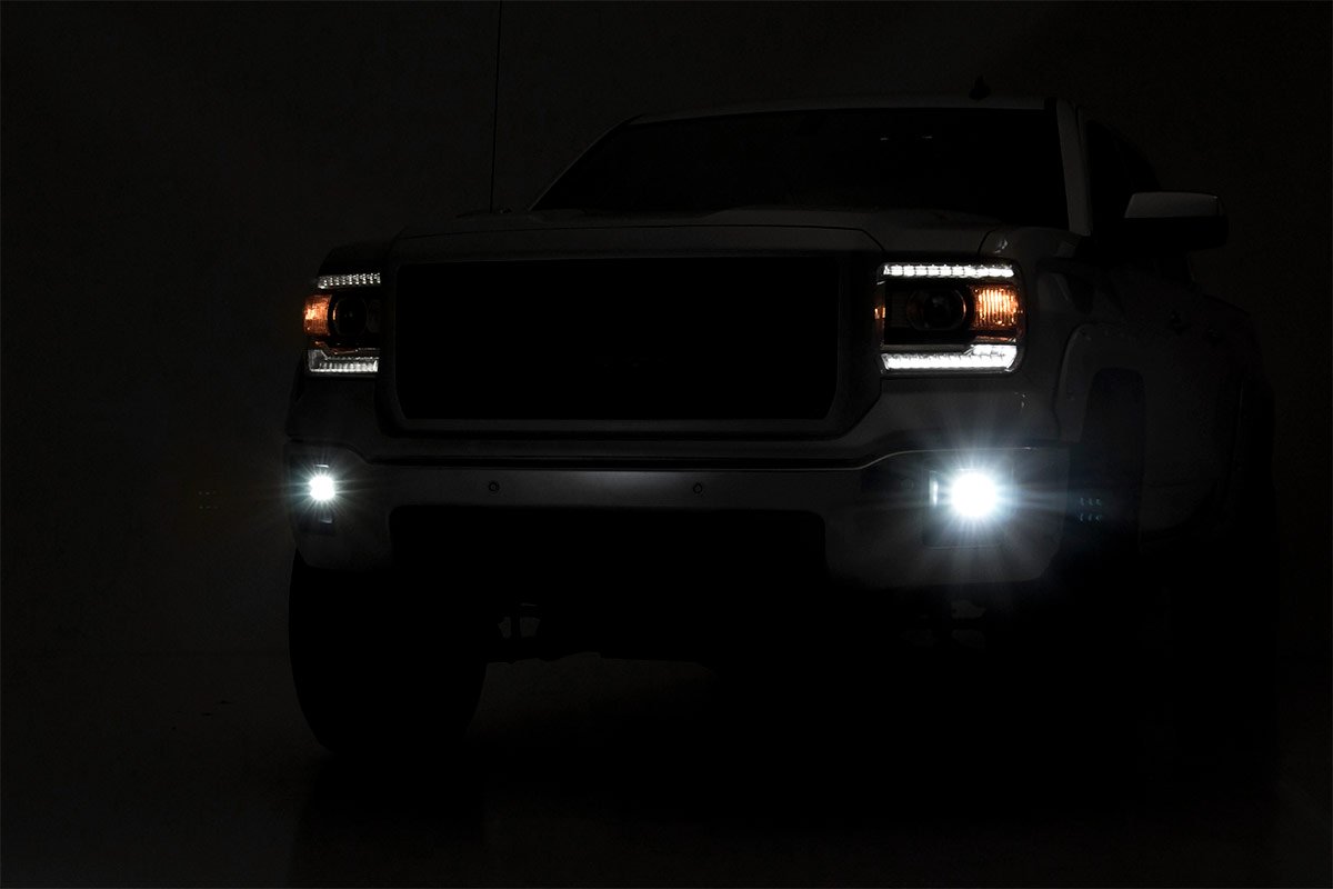 Rough Country 2 Inch Cree LED Fog Light Kit Black Series 14-15 Sierra 1500 Rough Country