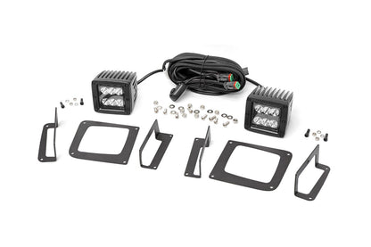 LED Light Kit Fog Mount 2 Inch Black Pair GMC Sierra 1500 2WD/4WD (14-15) Rough Country
