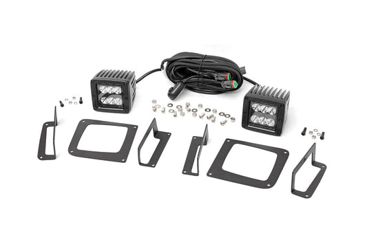 LED Light Kit Fog Mount 2 Inch Black Pair GMC Sierra 1500 2WD/4WD (14-15) Rough Country