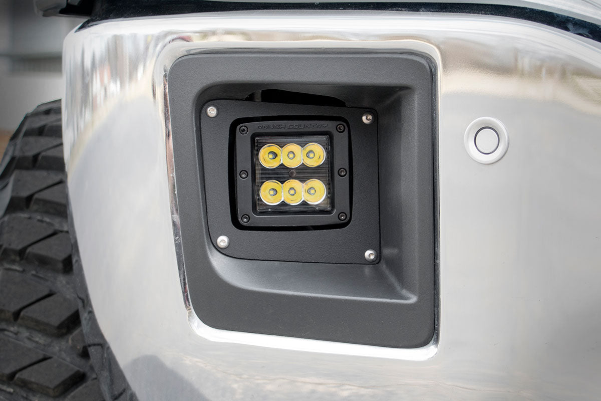 LED Light Kit Fog Mount 2 Inch Black Pair GMC Sierra 1500 2WD/4WD (14-15) Rough Country-1