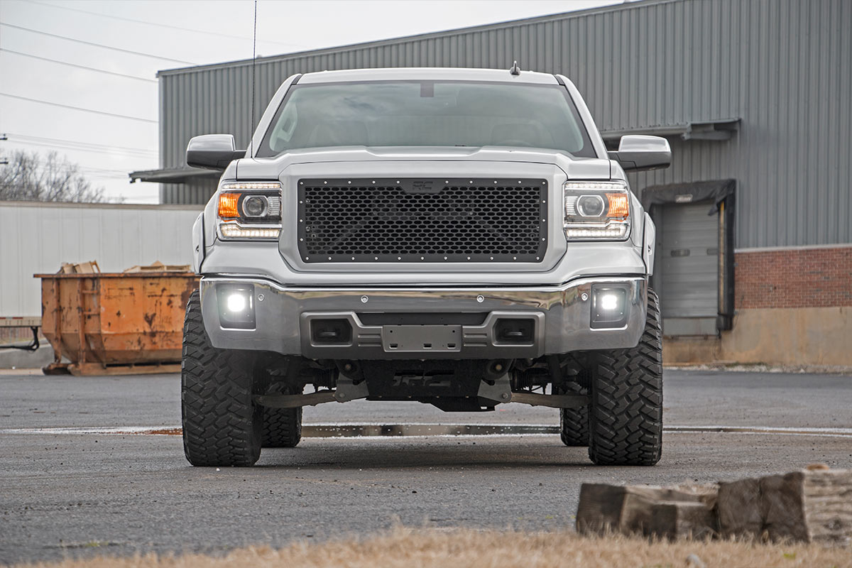 LED Light Kit Fog Mount 2 Inch Black Pair GMC Sierra 1500 2WD/4WD (14-15) Rough Country-3