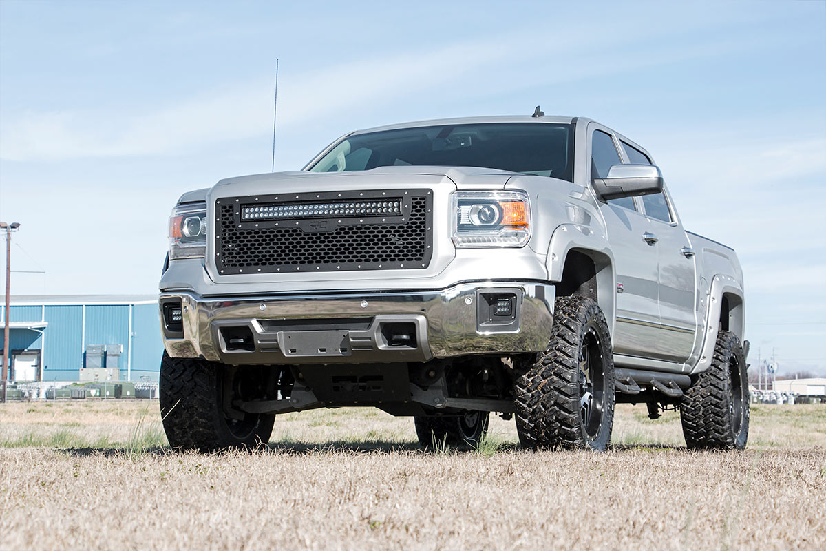 LED Light Kit Fog Mount 2 Inch Black Pair GMC Sierra 1500 2WD/4WD (14-15) Rough Country-4