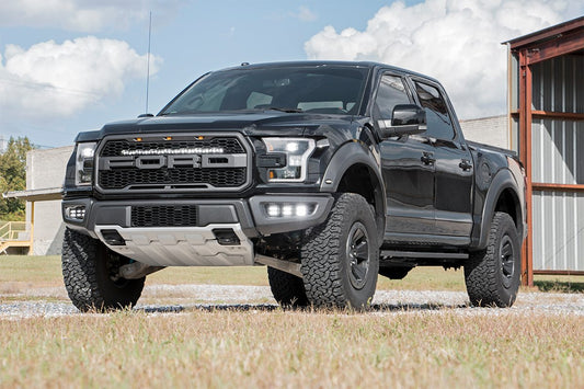 Ford Triple LED Fog Light Kit Black Series w/White DRL 17-19 F-150 Raptor Rough Country-2