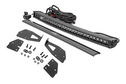 LED Light Kit Grille Mount 30 Inch Black Single Row White DRL Ford Raptor (17-20) Rough Country