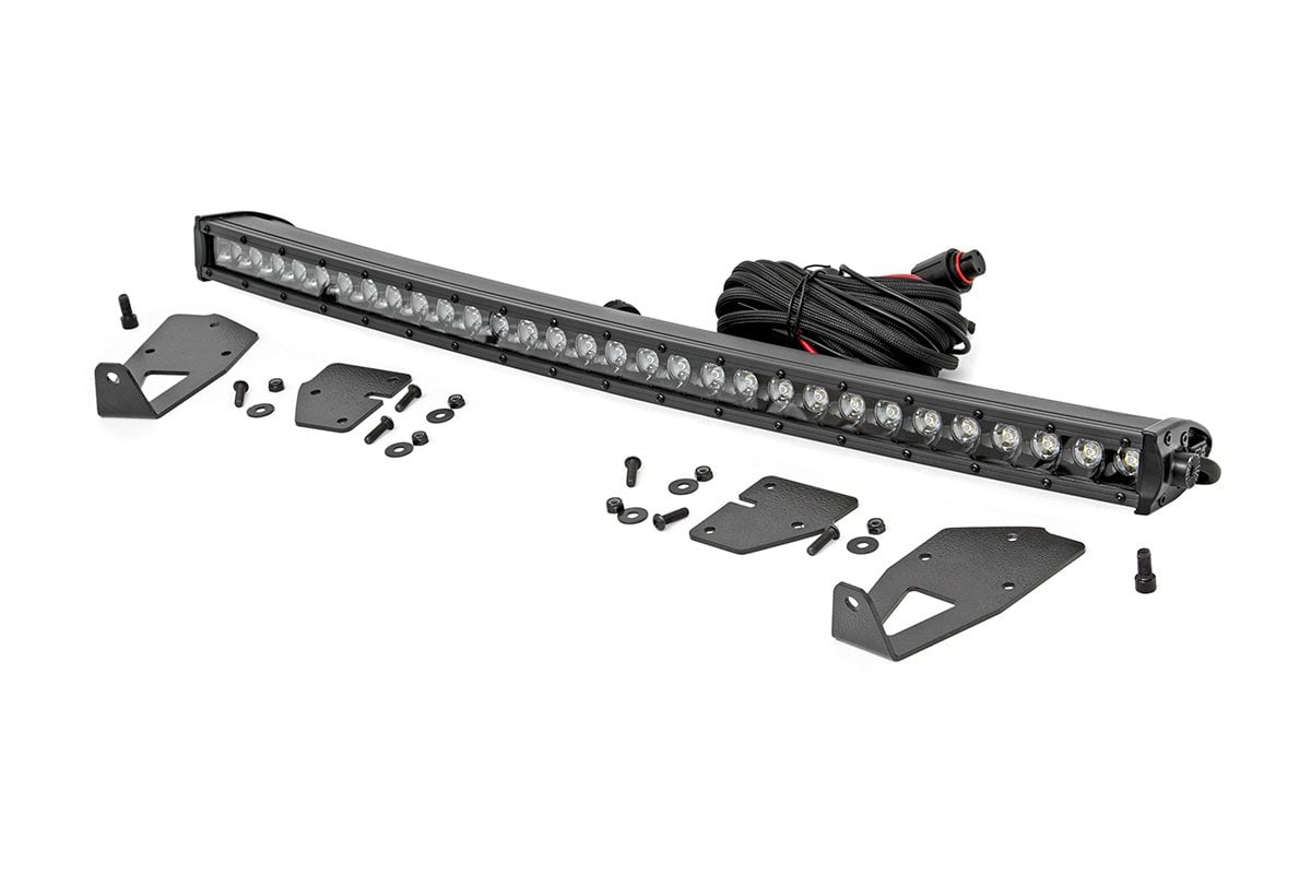 LED Light Kit Grille Mount 30 Inch Black Single Row Ford Raptor 4WD (17-20) Rough Country-1
