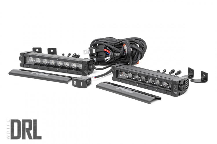 Rough Country 8 Inch CREE LED Light Bar Single Row, Pair Black Series w/Cool White DRL Rough Country