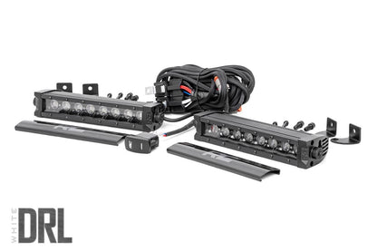 8 Inch Black Series LED Light Bar Single Row Cool White DRL Pair Rough Country