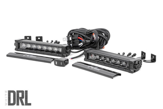 8 Inch Black Series LED Light Bar Single Row Cool White DRL Pair Rough Country