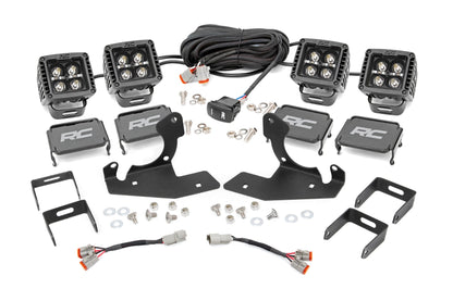 LED Light Kit Fog 2 Inch Black Pairs x2 White DRL Chevy Silverado 1500/2500HD/3500HD Rough Country