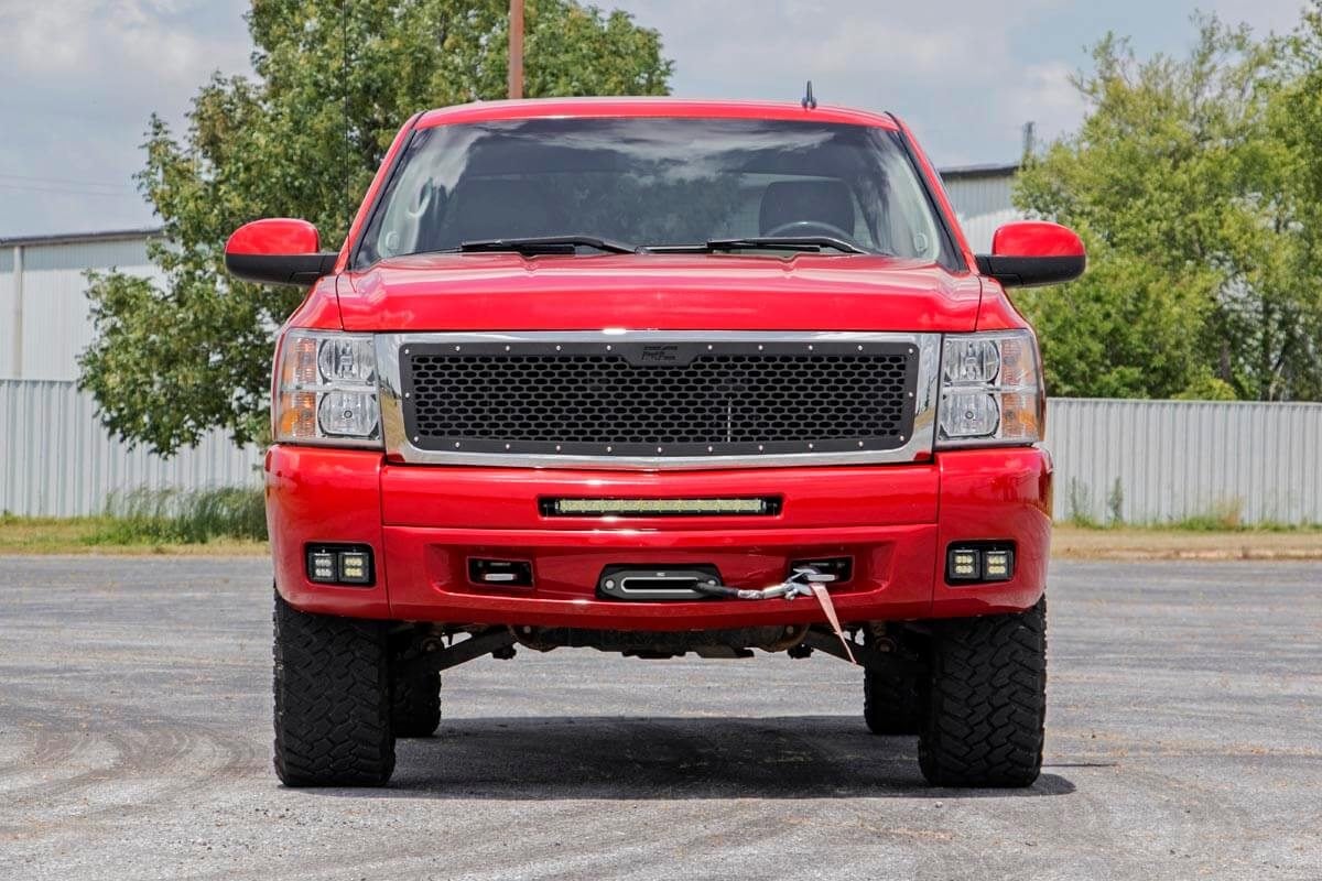 LED Light Kit Fog 2 Inch Black Pairs x2 White DRL Chevy Silverado 1500/2500HD/3500HD Rough Country-2