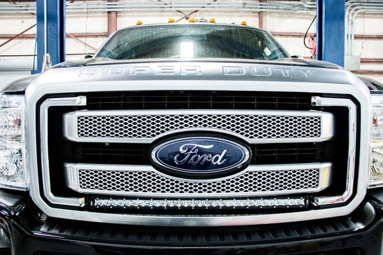 LED Light Kit Grill Mount 30 Inch Black Single Row Ford F-250/F-350 Super Duty (11-16) Rough Country-2