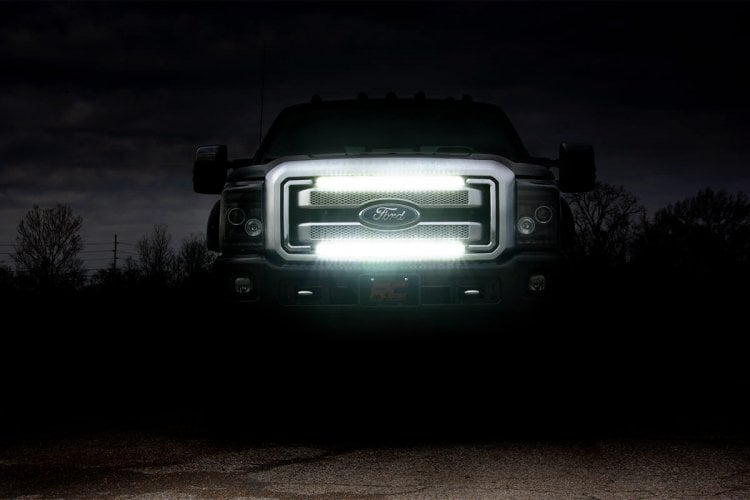 LED Light Kit Grill Mount 30 Inch Black Single Row Ford F-250/F-350 Super Duty (11-16) Rough Country-3