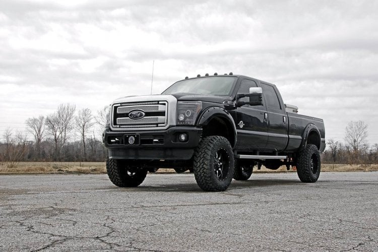LED Light Kit Grill Mount 30 Inch Black Single Row Pair Ford F-250/F-350 Super Duty (11-16) Rough Country-3
