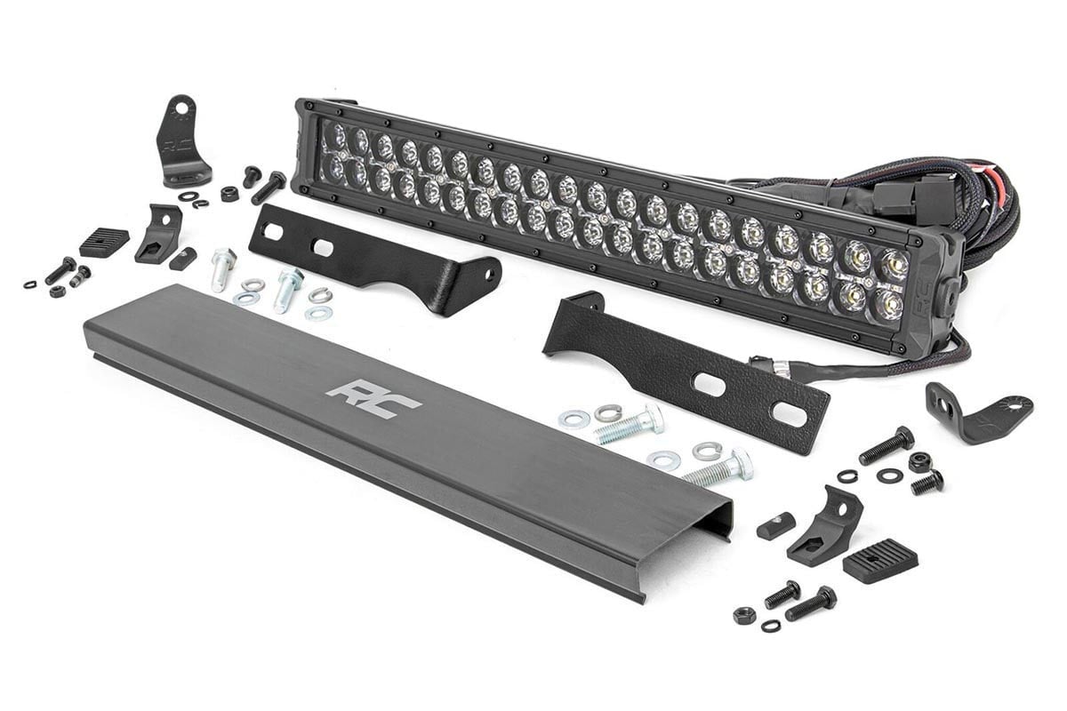 LED Light Kit Bumper Mount 20 Inch Black Dual Row White DRL Jeep Grand Cherokee WK2 (11-20) Rough Country-1