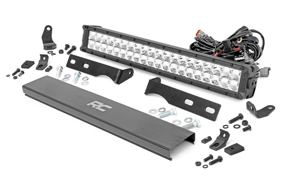 LED Light Kit | Bumper Mount | 20" Chrome Dual Row | Amber DRL | Jeep Grand Cherokee WK2 (11-20) Rough Country