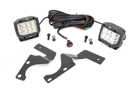 LED Light Kit Ditch Mount 3 Inch Chrome Wide Angle Pair Rough Country