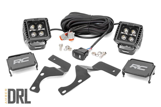 LED Light Kit | Ditch Mount | 2" Black Pair | Amber DRL | Toyota 4Runner (10-24) Rough Country