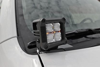 LED Light Kit Ditch Mount 2 Inch Black Pair Amber DRL Toyota 4Runner (10-24) Rough Country-1