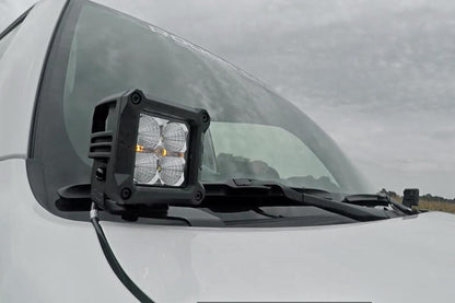 Toyota 4Runner 2 Inch LED Lower Windshield Ditch Kit Black Series w/Flood Beam For 10-Pres 4Runner Rough Country-2