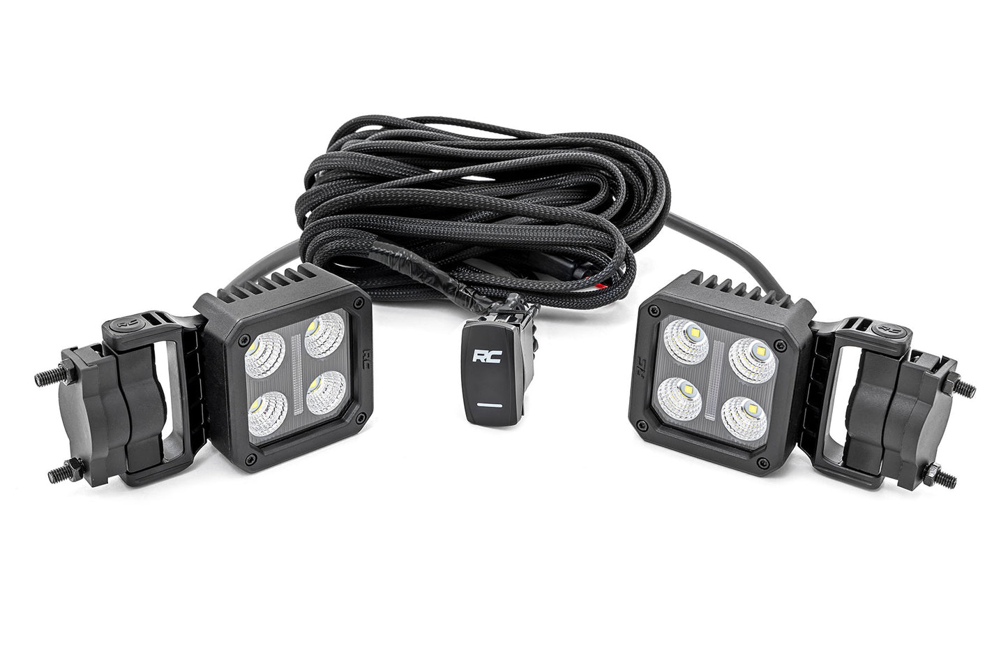 Black Series LED Light Pair 2 Inch Flood Swivel Mount Rough Country