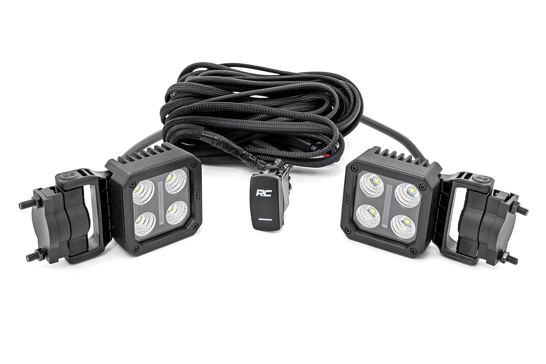 Black Series LED Light Pair 2 Inch Flood Swivel Mount Rough Country
